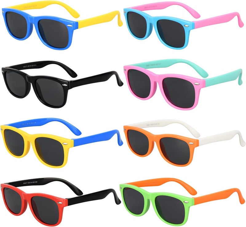 Mdvora 1/2/4/8/12/24pcs Kids Polarized Sunglasses, Toddler Sunglasses UV Protection Flexible Rubber Glasses Shades - Image 1